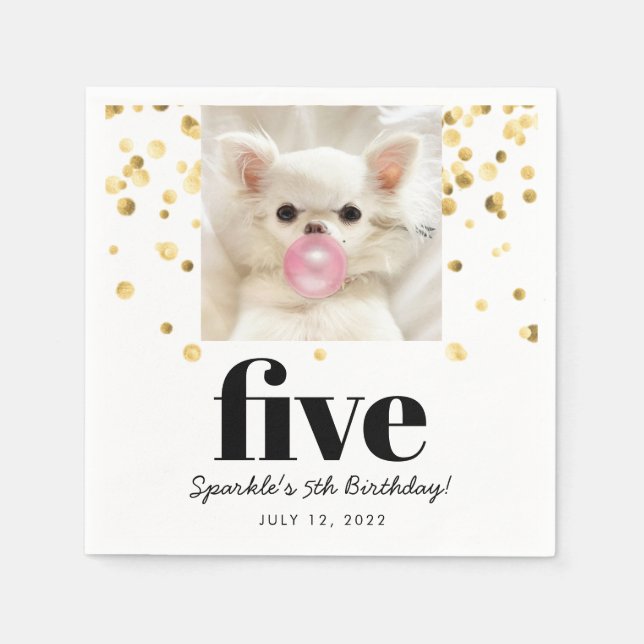 Serviette En Papier Étoile pour animaux | Photo Pet Anniversaire Party (Devant)