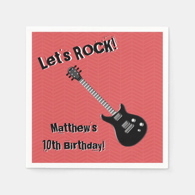 Serviette En Papier Étoile rock guitare (Devant)