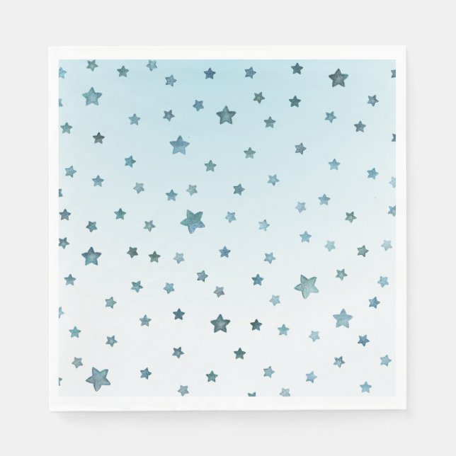 Serviette En Papier Étoiles Aqua White Ombre (Devant)