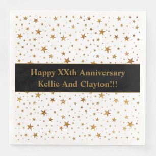 Serviette En Papier Étoiles blanches/dorées personnalisées avec annive