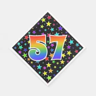 Serviette En Papier Étoiles colorées + Motif "57" d'arc-en-ciel