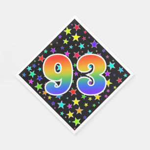 Serviette En Papier Étoiles colorées + Motif "93" d'arc-en-ciel