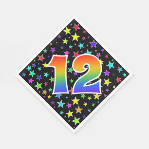 Serviette En Papier Étoiles colorées + Motif arc-en-ciel "12" N° d'évé