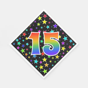 Serviette En Papier Étoiles colorées + Motif arc-en-ciel "15" N° d'évé