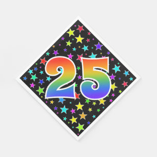 Serviette En Papier Étoiles colorées + Motif arc-en-ciel "25" N° d'évé