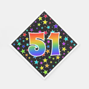 Serviette En Papier Étoiles Colorées + Motif Arc-en-Ciel "51" Événemen