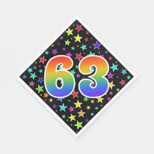 Serviette En Papier Étoiles colorées + Motif arc-en-ciel "63" N° d'évé