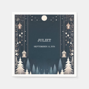 Serviette En Papier Étoiles de la forêt Neige lumineuse Mariage d'hive