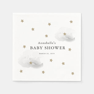 Serviette En Papier Etoiles d'or et nuages gris Baby shower Papier ser