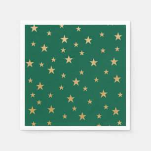 Serviette En Papier Etoiles d'or et vert