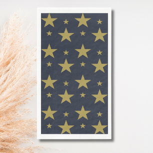 Serviette En Papier Étoiles dorées sur fond bleu marine – Élégant et i