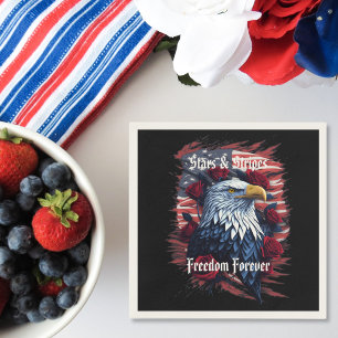 Serviette En Papier Étoiles et rayures Drapeau Liberté pour un Rose d'