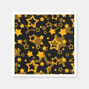 Serviette En Papier Étoiles Jaune Doré Pailleté Design 