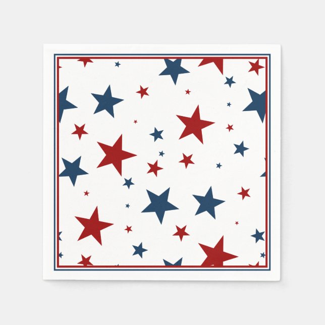 Serviette En Papier Étoiles patriotiques en rouge blanc et bleu (Devant)