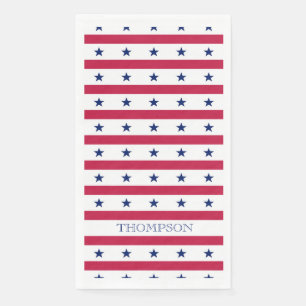 Serviette En Papier Étoiles patriotiques rayures rouge blanc bleu Nom