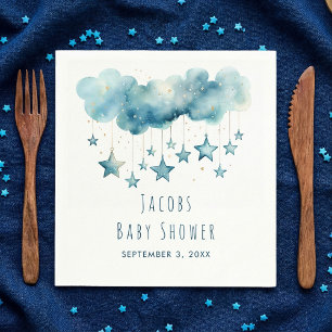 Serviette En Papier Étoiles rêve baby shower bleu étoiles serviette