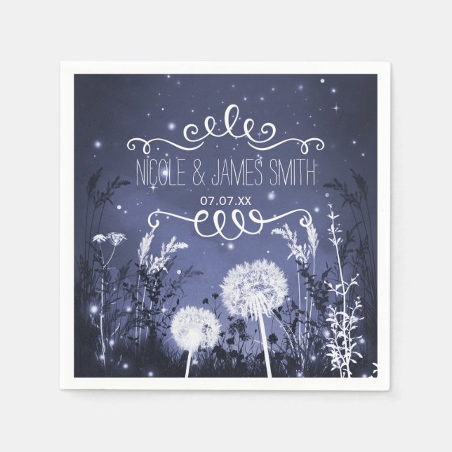 Serviette En Papier Étoiles Sky Twilight Enchantées & Mariage Foliage (Devant)