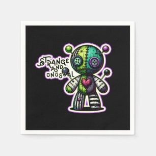 Serviette En Papier Étrange et insolite ours violet vert cœur vaudou