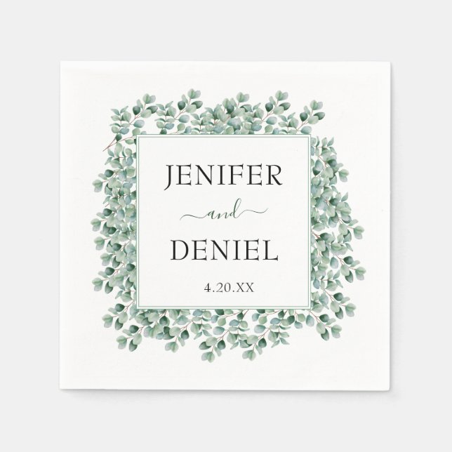 Serviette En Papier Eucalyptus Botanical Greenery  Wedding (Devant)