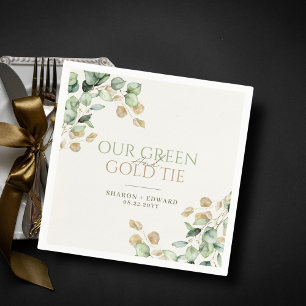 Serviette En Papier Eucalyptus botanique Notre Mariage de Cravate vert
