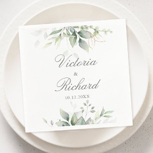Serviette En Papier Eucalyptus Botanique Verdure Aquarelle Élégante