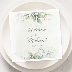 Serviette En Papier Eucalyptus Botanique Verdure Aquarelle Élégante