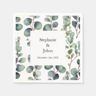 Serviette En Papier Eucalyptus Branches Vert Dusty Blue Artsy Mariage