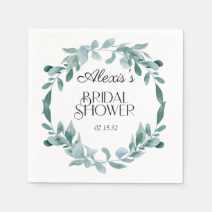 Serviette En Papier Eucalyptus Cadre Vert Fête des mariées Bleu Vert