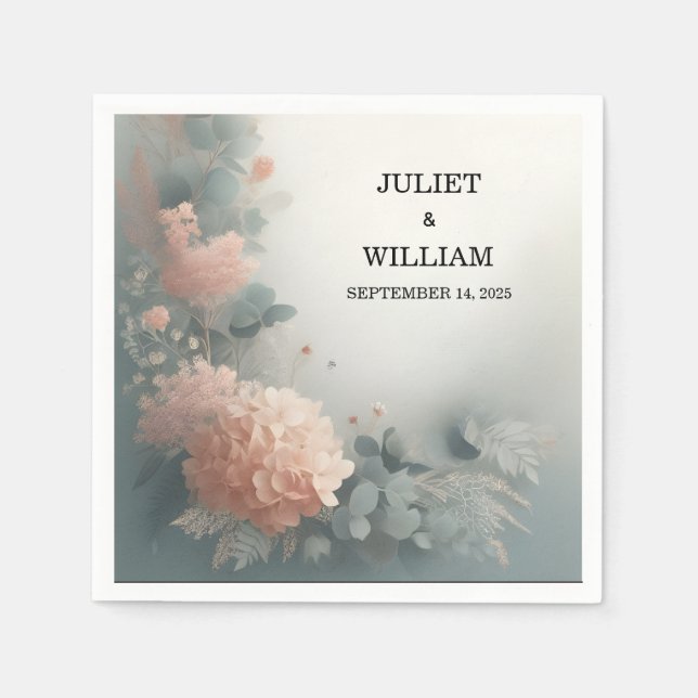 Serviette En Papier Eucalyptus Dentelle Tulle Pastel Dusty Mariage ble (Devant)