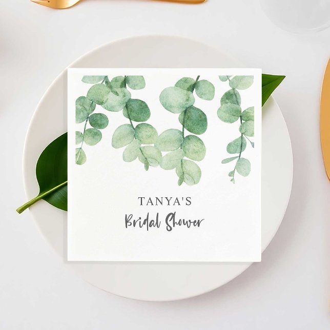 Serviette En Papier Eucalyptus Fête de Mariage Élégant Personnalisé (Créateur téléchargé)