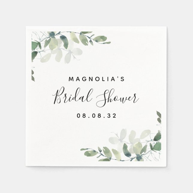 Serviette En Papier Eucalyptus Fête des mariées aquarelle (Devant)