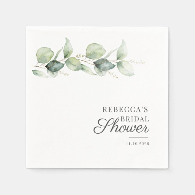 Serviette En Papier Eucalyptus Fête des mariées botanique Succulente (Devant)