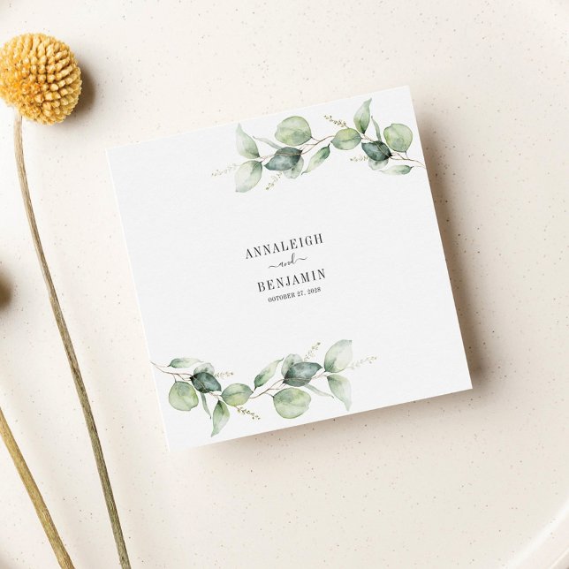 Serviette En Papier Eucalyptus Feuille Mariage Cocktail (Eucalyptus Botanical Wedding Reception Paper Napkins)