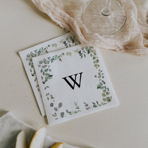 Serviette En Papier Eucalyptus Foliage délice Monogramme Mariage Napki