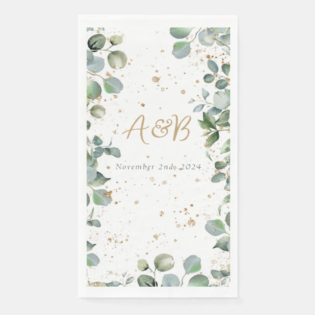 Serviette En Papier Eucalyptus Gold Parties scintillant - Vert (Devant)