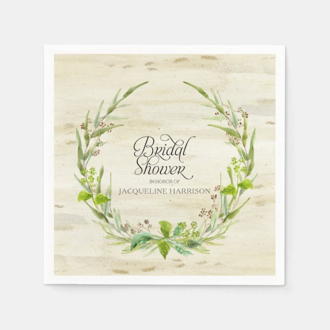 Serviette En Papier Eucalyptus Graines Feuilles Wreath Birch Bark Bois (Devant)