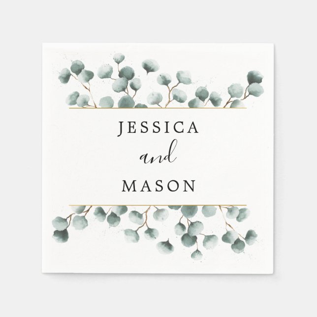 Serviette En Papier Eucalyptus Greenery Cocktail Mariage Napkin (Devant)