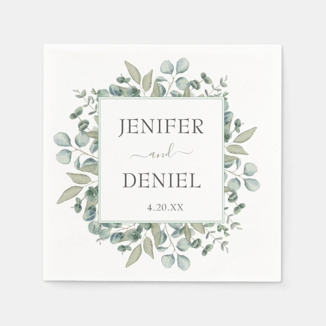 Serviette En Papier Eucalyptus Greenery Wedding (Devant)