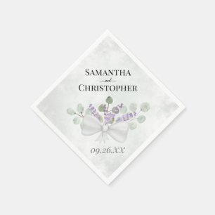 Serviette En Papier Eucalyptus & Lavender Bouquet Rustique Boho Mariag