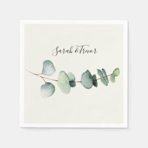 Serviette En Papier Eucalyptus Minimaliste Mariage Cocktail Napkin
