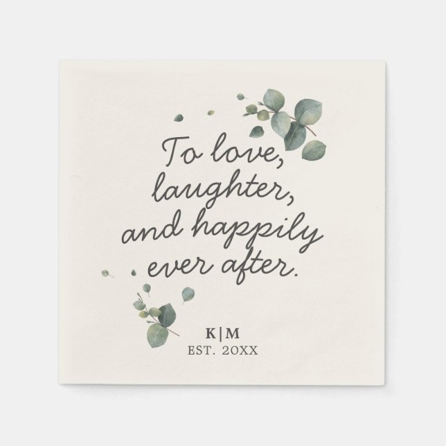 Serviette En Papier Eucalyptus Rustique Pour Aimer Rire Citation Papie (Devant)