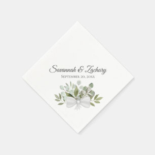 Serviette En Papier Eucalyptus rustique & Verdure Mariage élégant