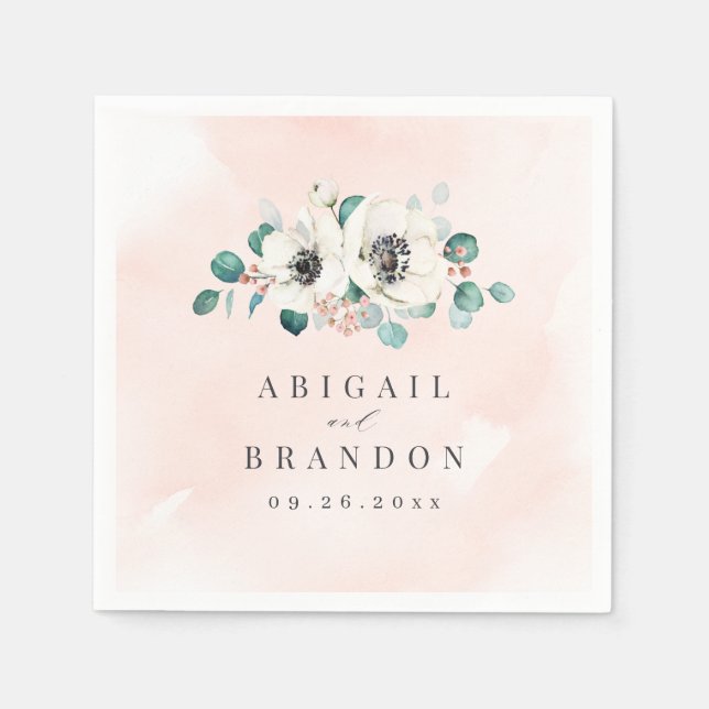 Serviette En Papier Eucalyptus Verdure anémonique floral rustique mari (Devant)