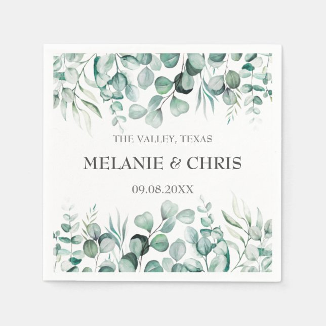 Serviette En Papier Eucalyptus Verdure Custom Boho Rustique Mariage (Devant)