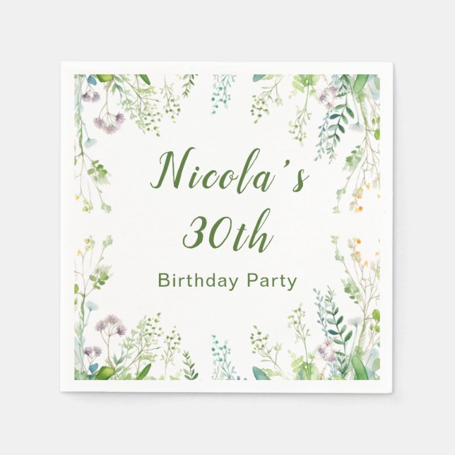 Serviette En Papier Eucalyptus Verdure Feuille fête d'anniversaire (Devant)