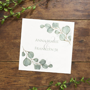 Serviette En Papier Eucalyptus Verdure Mariages Élégant Foliage