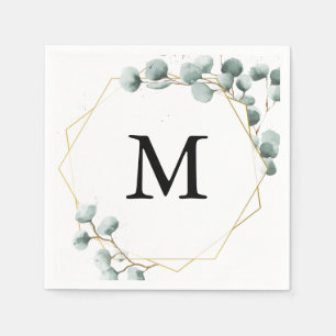 Serviette En Papier Eucalyptus Verdure Monogram Cocktail Napkin