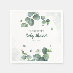 Serviette En Papier Eucalyptus Vert Baby shower botanique Papier