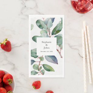 Serviette En Papier Eucalyptus Vert Dusty Blue Mariage tendance