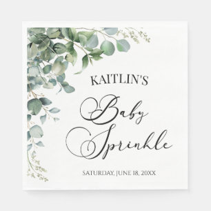 Serviette En Papier Eucalyptus Vert Feuille Botanique Bébé saupoudré